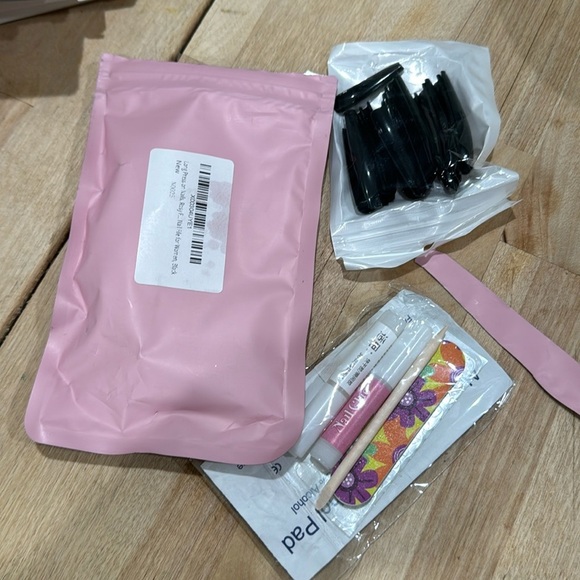 Rosy Finch XXL Long Coffin Acrylic False Nails Press On Nail Glue & File Black - Picture 3 of 3